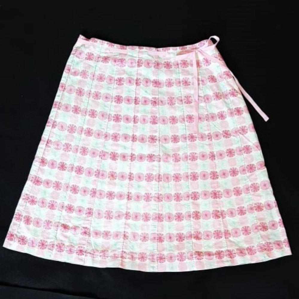 J Crew "Preppy Pink" Cotton Floral A line Skirt